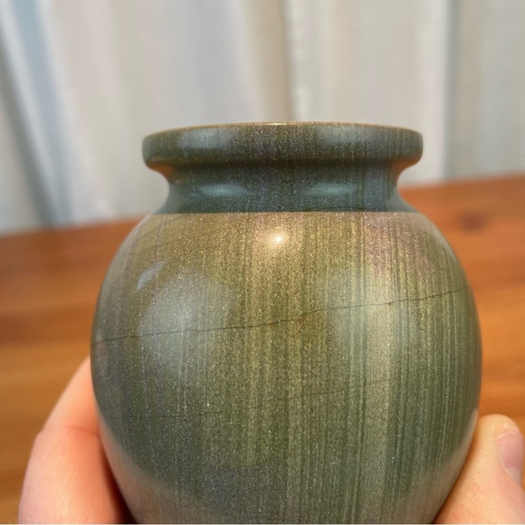 VTG Carved Stone Marble Miniature Bud Vase 4” Tall Green Earth Tone Natural - Picture 13 of 16